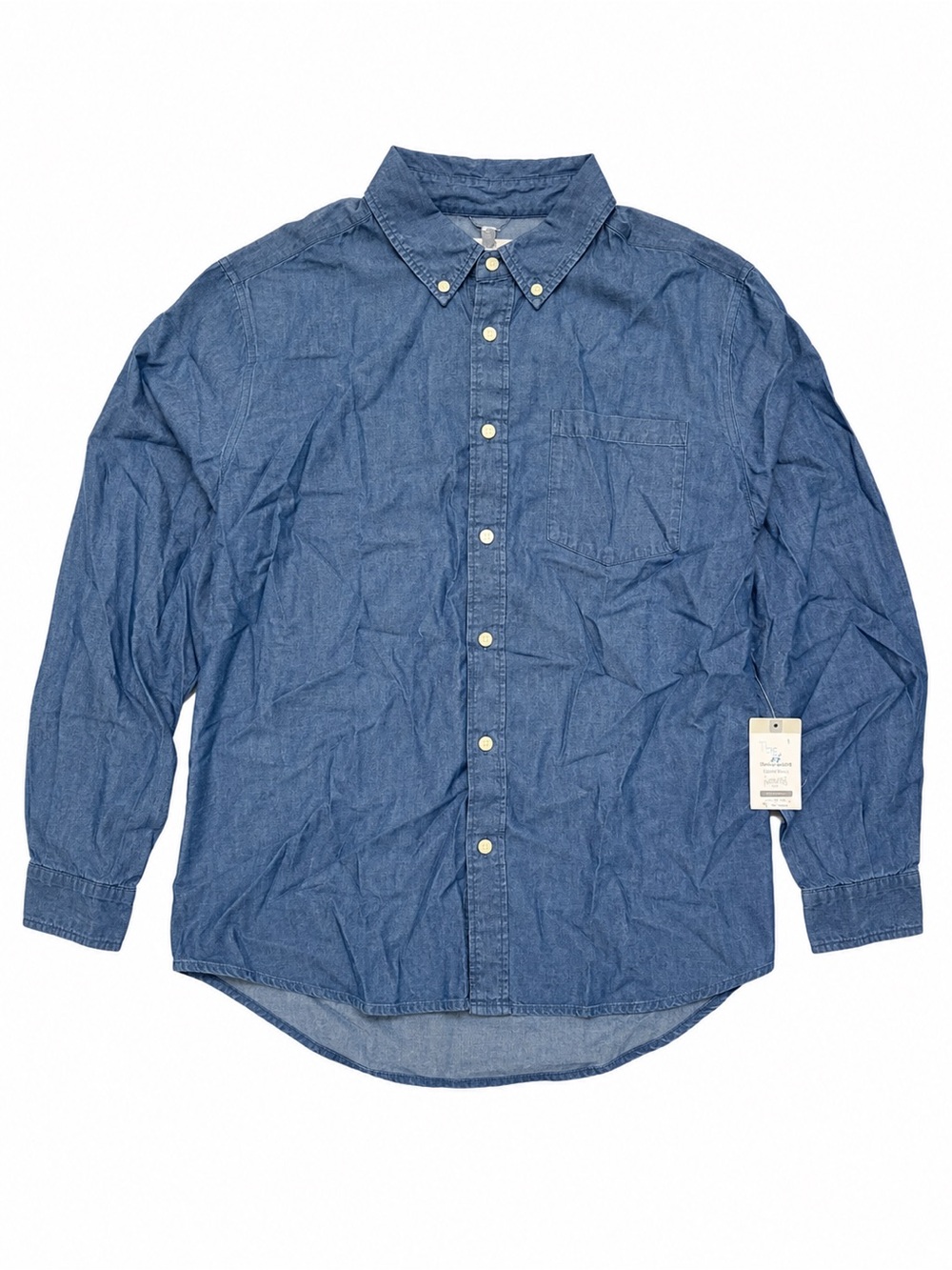 Time and Tru Blue Button-Down Denim Shirt